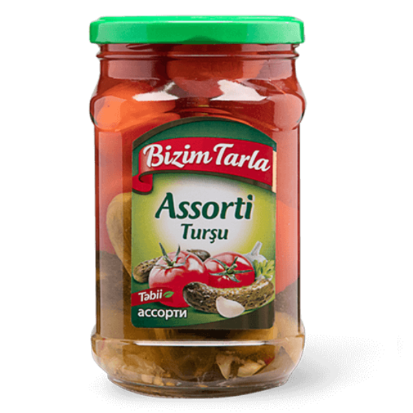 BIZIM TARLA miksēti sālījumi 670g — marinētu dārzeņu maisījums.